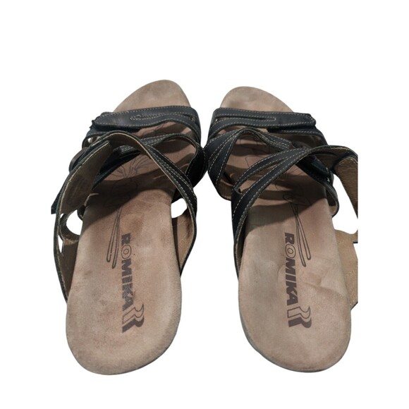 Romika Womens Comfort Leather Sandals Slip On Slides Wedge Size US 8.5 Brown - Picture 5 of 5